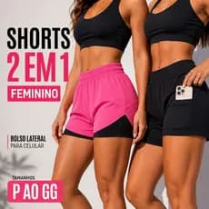 Shorts 2 Em 1 Feminino Duplo Academia Treino Bolso Interno Original