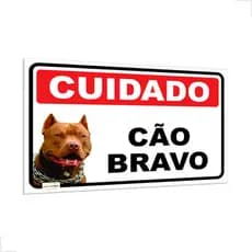 Placa Advertência Cuidado Com O Cão Pitbull Bravo 30x20 Cm