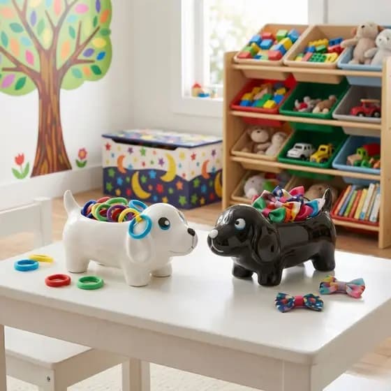 Vaso Cachepot Cachorrinho Salsicha Cerâmica Decorativo Marrom
