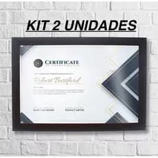 Kit 02 Moldura CERTIFICADO DIPLOMA 20X30 Suporte de Parede e Mesa.