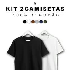 KIT 2 CAMISETAS PRETAS LISAS MASCULINA 100% ALGODÃO