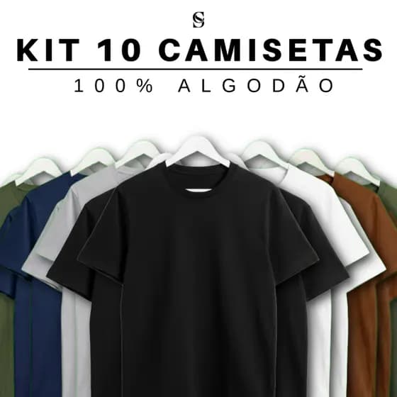 kit com 10 camisetas pretas 100% algodão masculina feminina ou unisex básica para o dia a dia, trabalho e academia