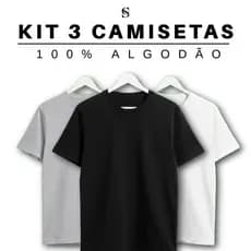 Kit 3 Camisetas cinza claro cores básicas 100% algodão Premium Básica dia a dia ou para estampar