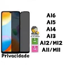 Película de vidro 3D Privacidade Anti Spy Para Samsung A16 A15 A14 A13 A12 M12 A11 M11