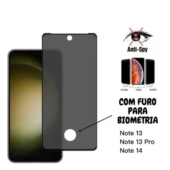 Película de vidro 3D Privacidade Anti com furo Spy Para Redmi Note 13 pro 14 4g 5g