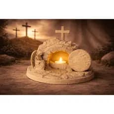 Decoração Luminária Páscoa Cristã “Ele Vive” | Peça Religiosa para Mesa, Lar ou Igreja