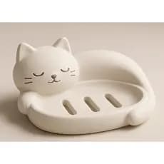 Porta Sabonete Gatinho Decorativo com Drenagem | Saboneteira Moderna Minimalista para Banheiro