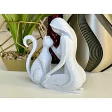 Escultura Decorativa Mulher & Gato – Amor e Conexão 🐾 Envio em 24 Horas | Pronta Entrega