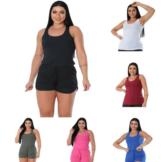 KIT 03 Short Feminino Malha Canelada Saída de Praia Verão Seca Rápido Caminhada Academia
