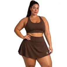 Shorts Saia Rodado Plus Size Cintura Alta Academia Fitness Zumba Dança Yoga Pilates