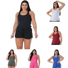 Kit 05 Shortinho Malha Canelada Soltinho Verão Caminhada Academia Lazer Confortável