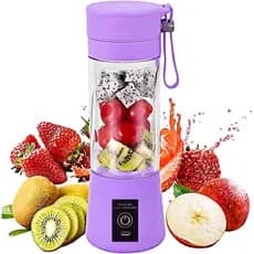 Mini Liquidificador Mixer Processador Portátil Casa Camping 6 Laminas 380ML Cabo USB