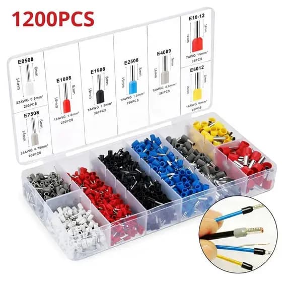 Kit Peças Terminal Tubular Ilhos Até 10mm Variados 1200 Unidades/Peças