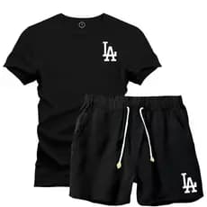 Conjunto Kit Camiseta 100% Algodão + Bermuda Masculino Short Tactel P ao GG