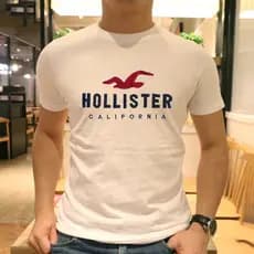 Nova Gaivota HollIster Puro Algodão Para Homens De Tamanho Grande Impressão Casual Respirável Manga Curta