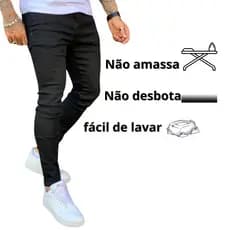 Calça jeans preta masculina skinny linha premium envio promoção NF