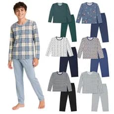Pijama Longo Juvenil Masculino Manga Comprida Estampa Sortida 10 ao 16