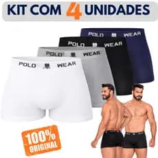 Kit 4 Cuecas Boxer Masculinas Polo Sem Costura Microfibra Premium
