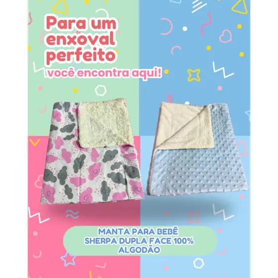 Manta de Bebê com Sherpa  – Super Macia e Quente, Ideal para Inverno