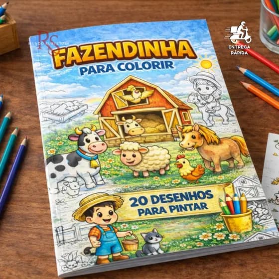 Livro para Colorir Fazendinha 40 Desenhos Grandes Infantil Educativos Pintura Tamanho A5 Envio Imediato