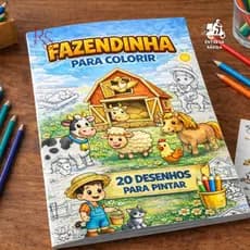 Livro para Colorir Fazendinha 40 Desenhos Grandes Infantil Educativos Pintura Tamanho A5 Envio Imediato
