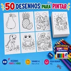 50 a 300 Desenho Colorir Avulso Frente e Verso Temas Aleatórios Menino Menina Infantil Com ou Sem Mini Lapis de Cor