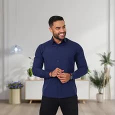 Camisa social masculina slim manga longa não amassa