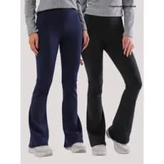Kit 2 Calça Legging Flare Plus Size Flanelada Leg Boca De Sino Bailarina Grossa Zero Transparência