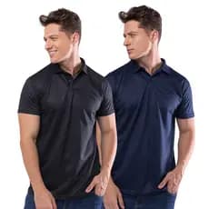 Kit 2 Camisas Polo Básicas Masculinas Poliéster Camiseta