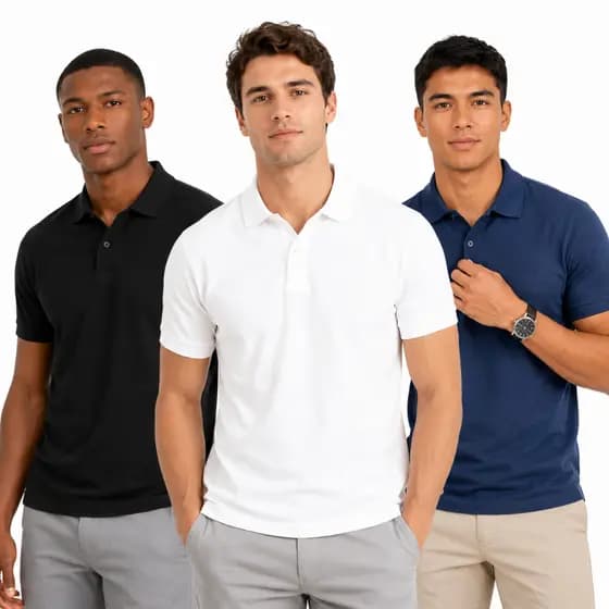 Camisa Gola Polo Algodão Lisa Piquet Básica Elegante Piquet Masculina