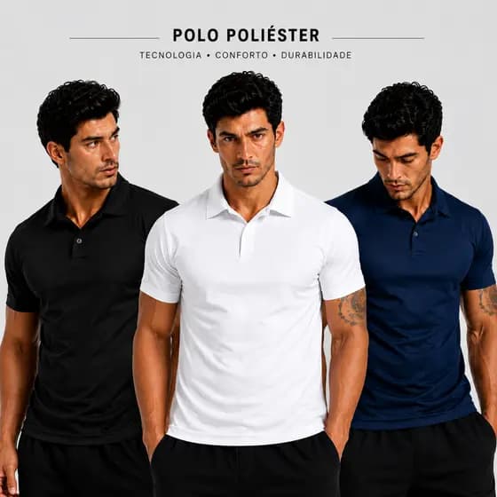 Camisa Polo Piquet Poliéster Premium Conforto e Qualidade Masculina Casual Elegante