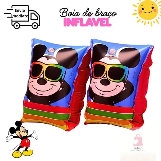 Boia Inflável De Braço Infantil Personagem Mickey Acima de 3 Anos Para Até 18 Quilos