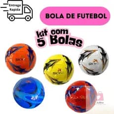 Kit Bola De Futebol 5 Unidades Infantil Tamanho Oficial Couro Composto Coloridas