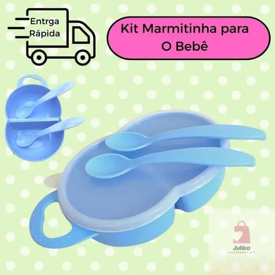 Kit Marmitinha Infantil Com 2 Divisórias 2 Colheres Material Livre De BPA