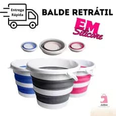 Balde Flexível Dobrável Em Silicone 10 Litros De Capacidade