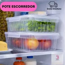 Pote Multiuso Para Frutas e Legumes com Escorredor Interno e Tampa Transparente