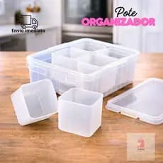 Organizador Multiuso com 6 Compartimentos Soltos Prático e Versátil Para Geladeiras Armários Gavetas