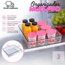 Organizador Multiuso Acrílico Transparente Geladeira Gaveta BPA Free
