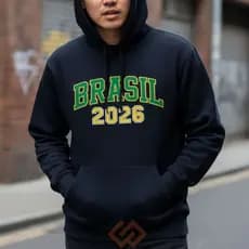 Moletom Masculino Blusa de Frio Brasil 2026 Moletom Feminino Estampado Com Capuz Flanelado Premium