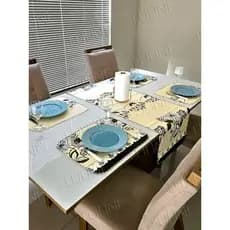 Kit Jogo Americano e Caminho de Mesa 5 Peças Tecido Lavável Casa Decoração Cozinha Jantar