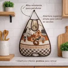 Puxa Saco / Guarda Sacola Organizador Estampado Decoração Cozinha Casa Lavanderia