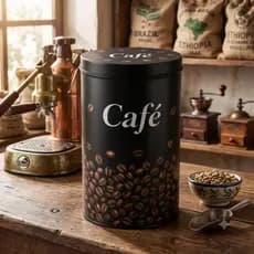 Lata Café Potes Organizadores Moderno Tampa Preto Cozinha Decorativa Cantinho do Café 500gr