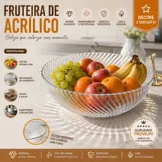 Travessa Quadrada Fruteira Transparente Decorada Saladas Sobremesas Centro de Mesa Tigela