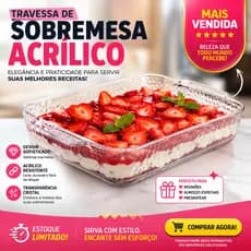 Travessa Sobremesa Transparente Multiuso Reforçada Para Mesa Posta Cozinha