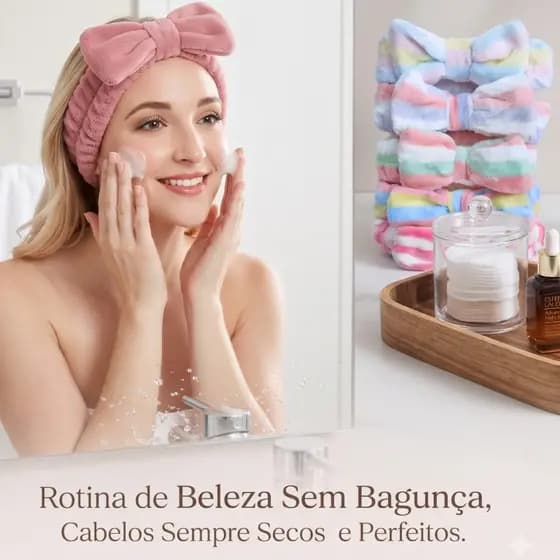 Faixa de Cabelo Laço Spa Maquiagem Skincare