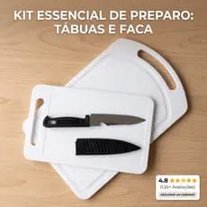 Tábua de Cortar Carne de Plástico + Faca de Cozinha Kit com 2 tabuas