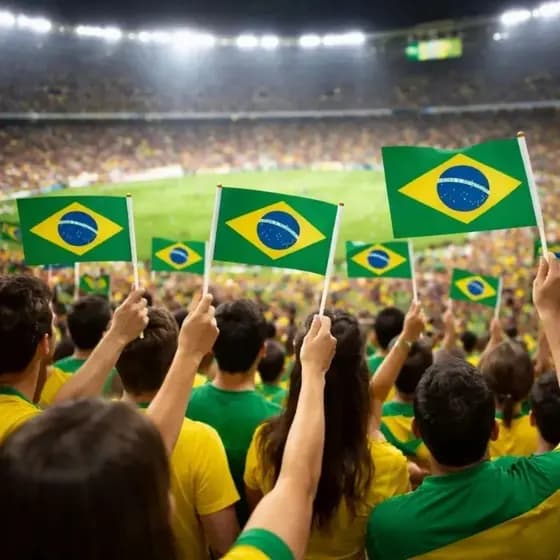 Bandeira do Brasil com Haste Torcida Copa do Mundo Bandeira Brasil Futebol Verde Amarela