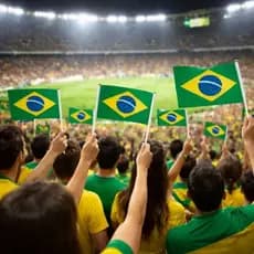 Bandeira do Brasil com Haste Torcida Copa do Mundo Bandeira Brasil Futebol Verde Amarela