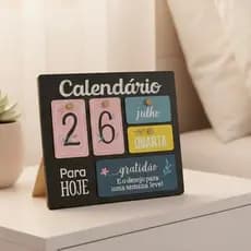 Calendário de Mesa Escritótio MDF com Blocos Coloridos Decorativo Frases Motivacionais