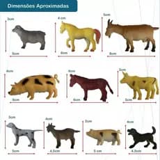 Kit 10 Animais Da Fazenda Safari Zoo Pequenos De Borracha